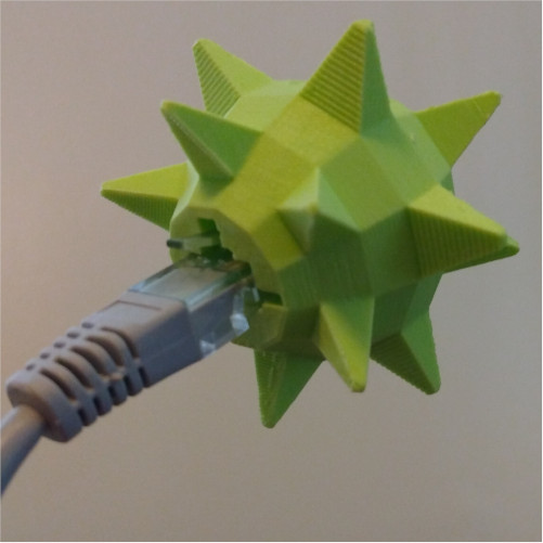 Photograph of a 3d-printed RJ-45 flail.